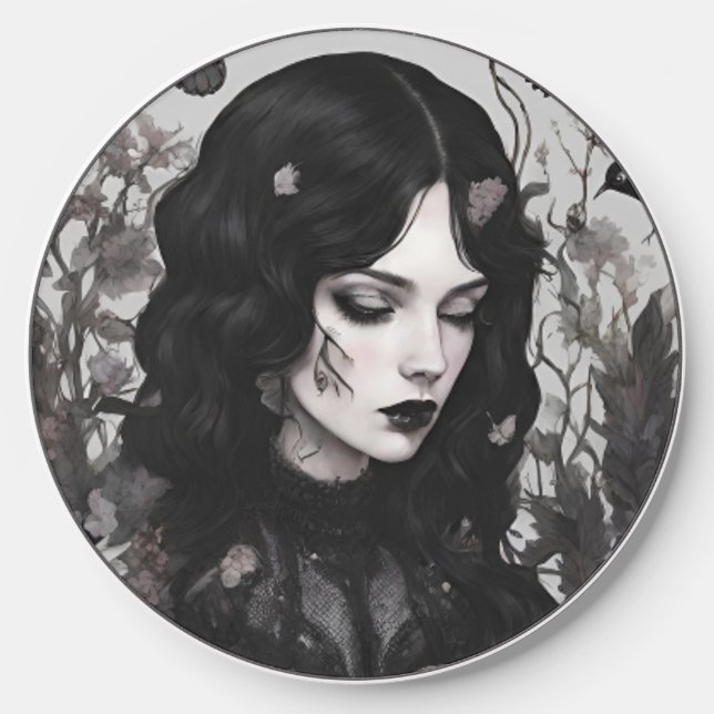 Gothic Witch goth Spooky Wireless Charger (Front)