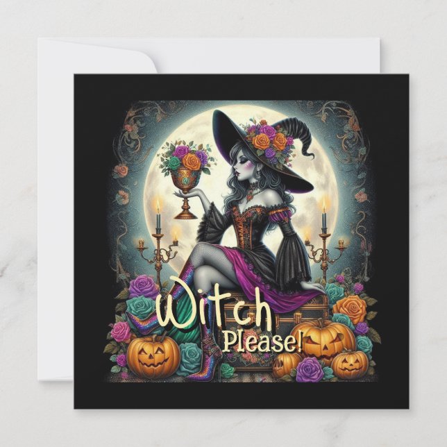 Gothic Witch Halloween Fantasy Art Grocery Bag (Front)