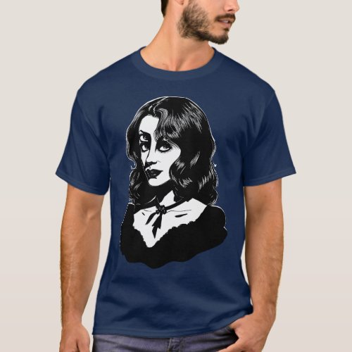 Gothic witch head portrait girl with curly hair an T_Shirt