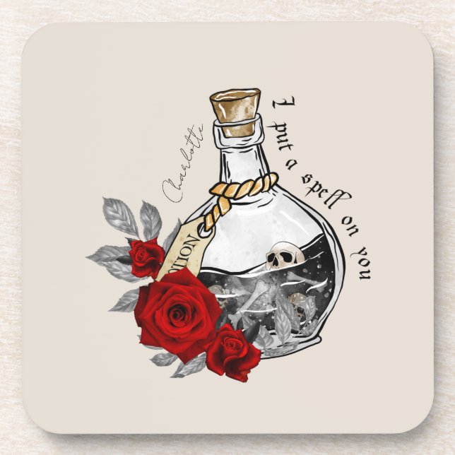 Gothic Witch Love Potion Beverage Coaster (Front)