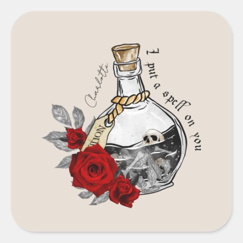 Gothic Witch Love Potion Square Sticker