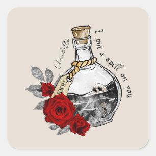 Gothic Witch Love Potion Square Sticker