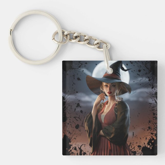 Gothic Witch Magic Coaster Keychain (Front)