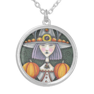 Gothic Witch Med Silver Plated Round Necklace