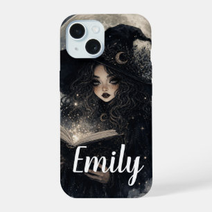 Gothic Witch Nature Full Moon Design iPhone 15 Case