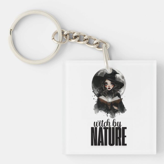 Gothic Witch Nature Full Moon Design ||  Keychain (Front)