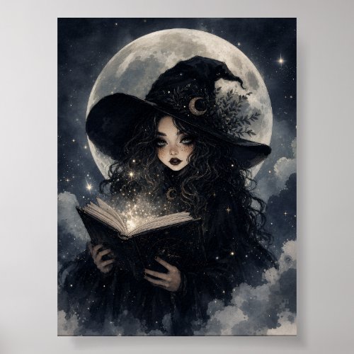 Gothic Witch Nature Full Moon design ||  Poster