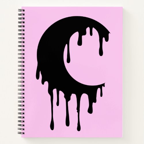 Gothic Witch Pink Black Dripping Moon Silhouette Notebook