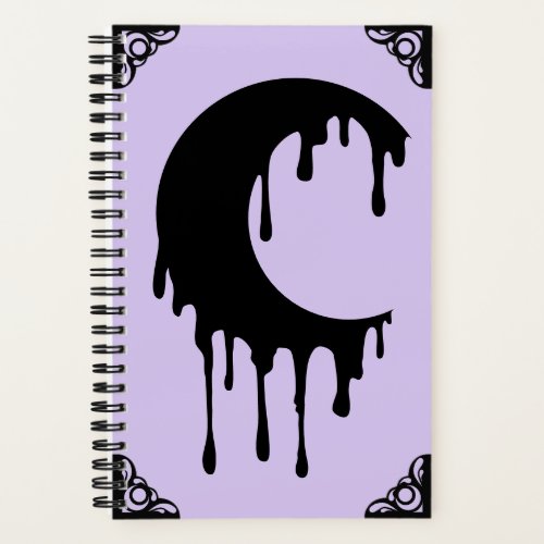 Gothic Witch Pink Black Dripping Moon Silhouette Notebook