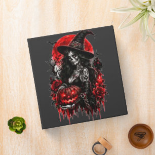 Gothic Witch Pumpkin Halloween Black Cat Spooky De 3 Ring Binder