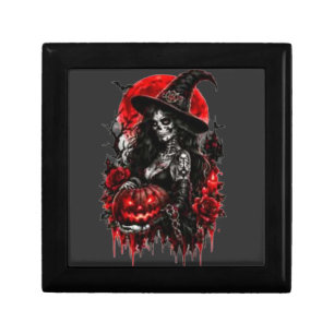 Gothic Witch Pumpkin Halloween Black Cat Spooky De Gift Box