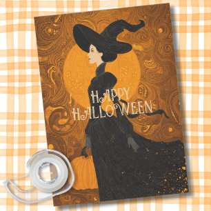 Gothic Witch Pumpkin Halloween Elegant Art Nouveau Tissue Paper