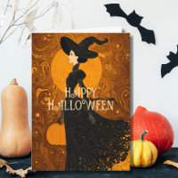 Gothic Witch Pumpkin Halloween Photo Art Nouveau