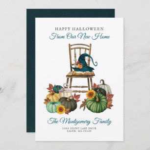 Gothic Witch Pumpkins Halloween New Home Moving Announcement