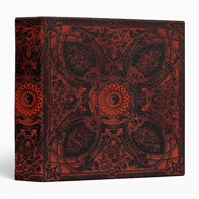 Gothic Witch Red Black Leather Book of Shadows 3 Ring Binder (Front/Spine)