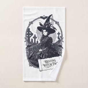 Gothic Witch Resting Witch Face Design Hand Towel