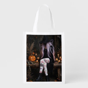 Gothic Witch Reusable Grocery Bag Halloween