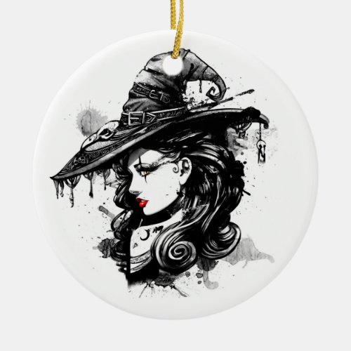 Gothic Witch Round Ornament