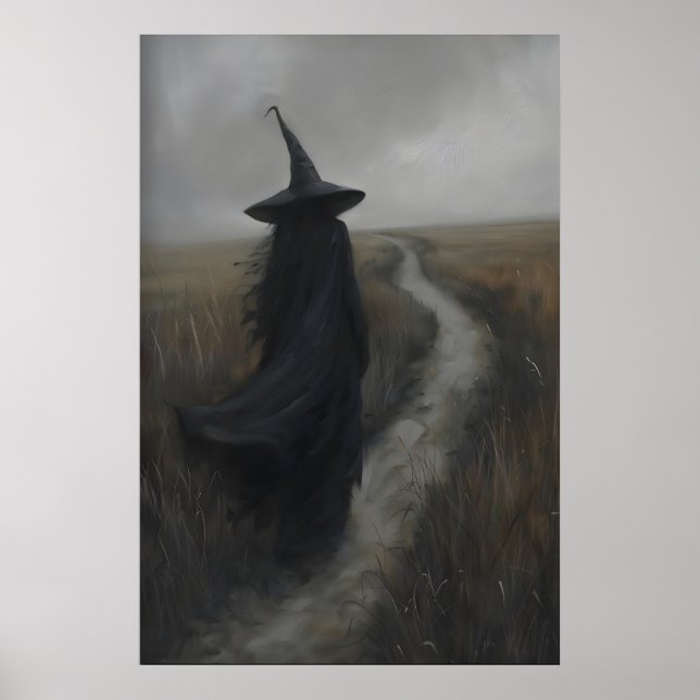 Gothic Witch Rustic Landscape Art Printable, Dark Poster (Front)
