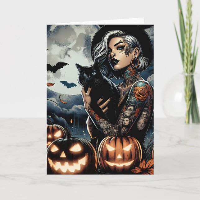 Gothic Witch Themed Halloween Card (Front)