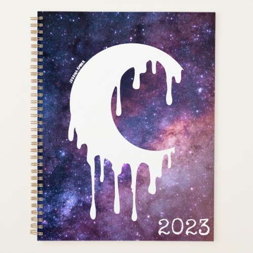 Gothic Witch White Dripping Moon Silhouette Galaxy Planner