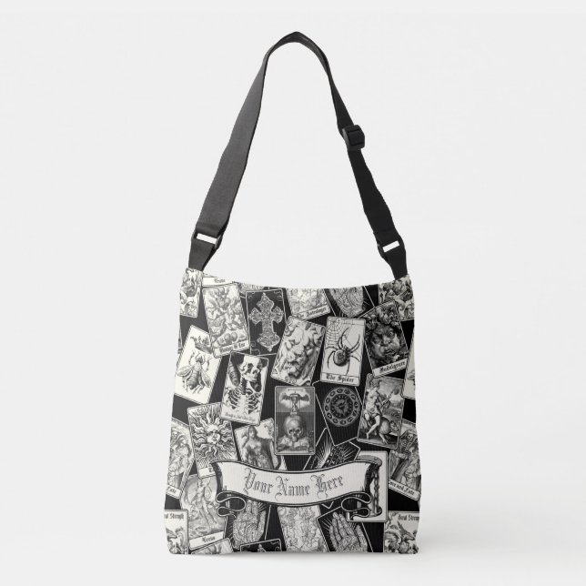 Gothic Witch Witchcraft Apothecary Tarot Cards Crossbody Bag (Front)