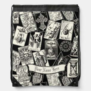 Gothic Witch Witchcraft Apothecary Tarot Cards Drawstring Bag