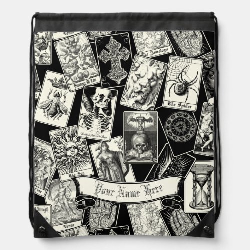 Gothic Witch Witchcraft Apothecary Tarot Cards Drawstring Bag