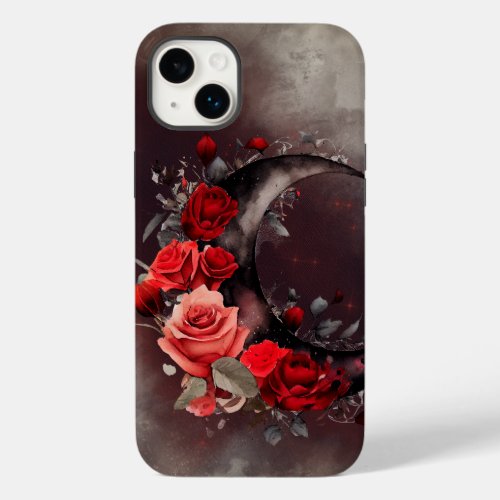 Gothic Witchery  Dark Crescent Moon and Red Roses Case_Mate iPhone 14 Plus Case