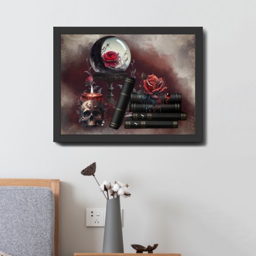Gothic Witchery  Dark Red Witch Magic Items Framed Art
