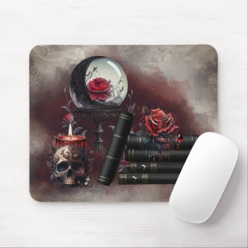 Gothic Witchery  Dark Red Witch Magic Items Mouse Pad