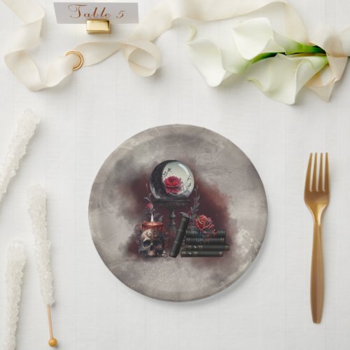 Gothic Witchery  Dark Red Witch Magic Items Paper Plates