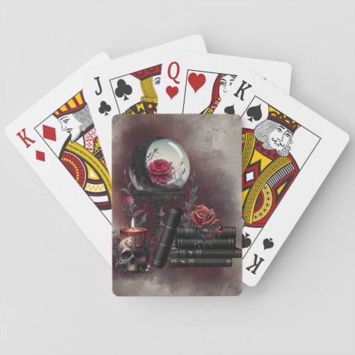 Gothic Witchery  Dark Red Witch Magic Items Playing Cards