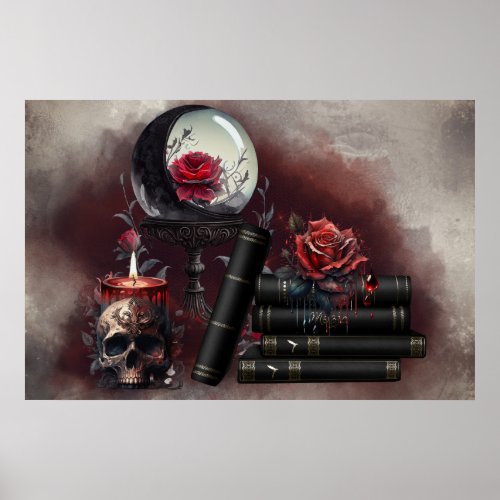 Gothic Witchery  Dark Red Witch Magic Items Poster