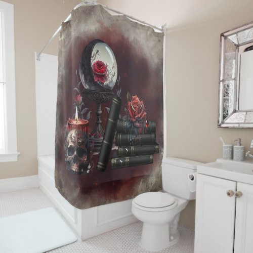 Gothic Witchery  Dark Red Witch Magic Items Shower Curtain
