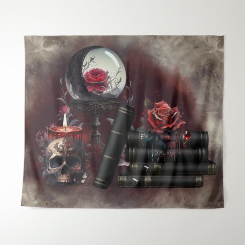 Gothic Witchery  Dark Red Witch Magic Items Tapestry