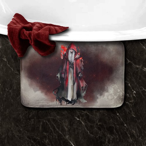 Gothic Witchery  Dark Red Witch with Evil Shadows Bath Mat