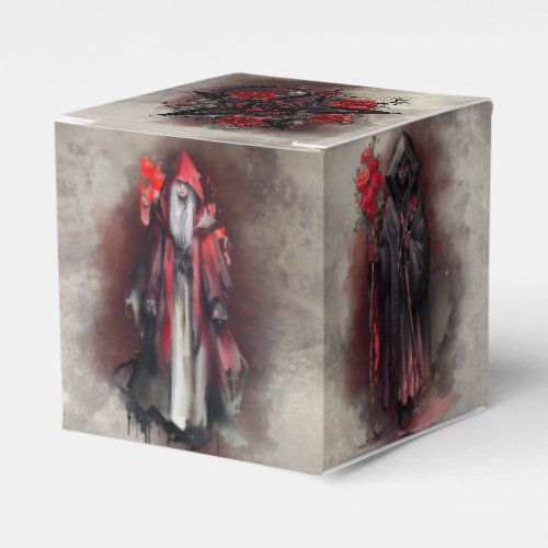 Gothic Witchery  Dark Red Witch with Evil Shadows Favor Boxes