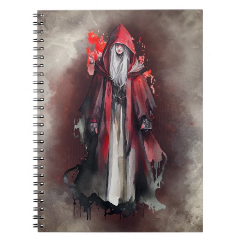 Gothic Witchery  Dark Red Witch with Evil Shadows Notebook