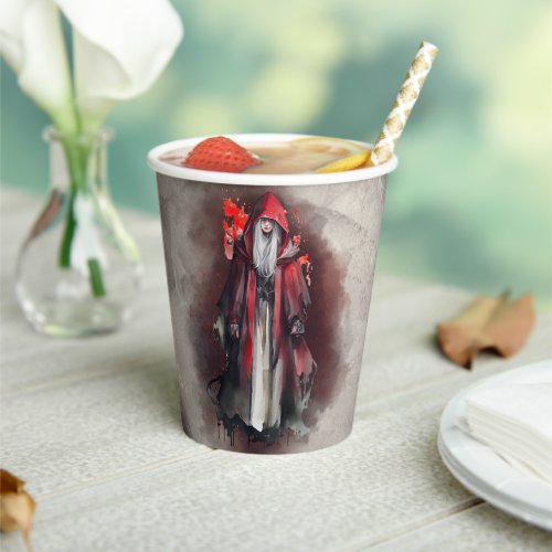 Gothic Witchery  Dark Red Witch with Evil Shadows Paper Cups