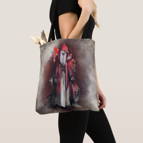 Gothic Witchery  Dark Red Witch with Evil Shadows Tote Bag