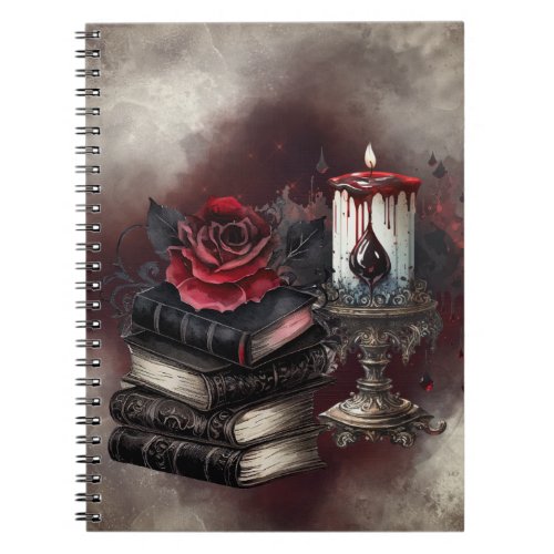 Gothic Witchery  Dark Red Witchy Tomes and Candle Notebook