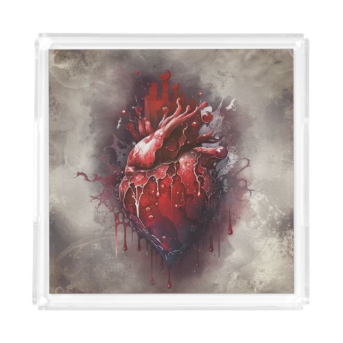 Gothic Witchery  Shadowy Heart with Bleeding Drip Acrylic Tray