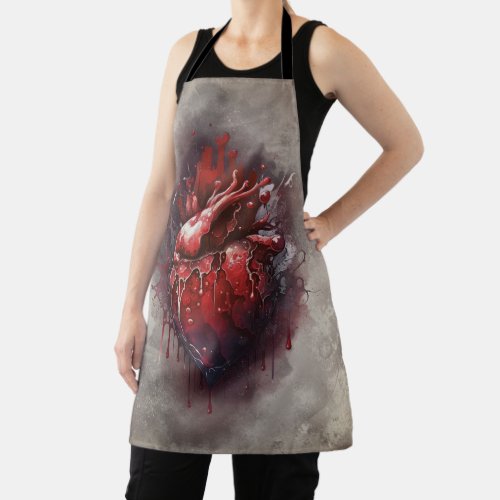 Gothic Witchery  Shadowy Heart with Bleeding Drip Apron