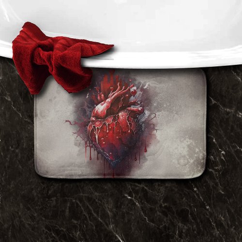 Gothic Witchery  Shadowy Heart with Bleeding Drip Bath Mat
