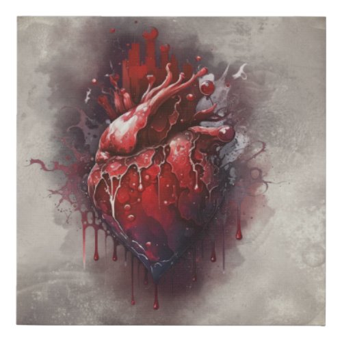 Gothic Witchery  Shadowy Heart with Bleeding Drip Faux Canvas Print