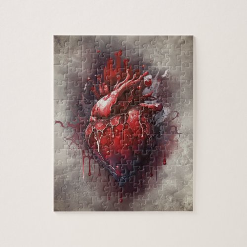 Gothic Witchery  Shadowy Heart with Bleeding Drip Jigsaw Puzzle