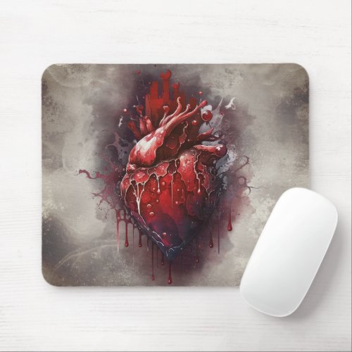 Gothic Witchery  Shadowy Heart with Bleeding Drip Mouse Pad