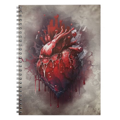 Gothic Witchery  Shadowy Heart with Bleeding Drip Notebook