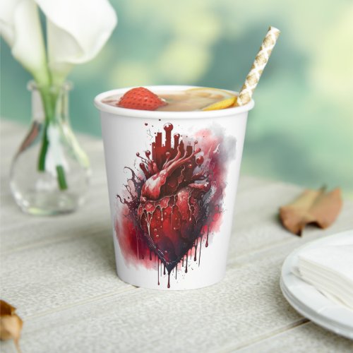 Gothic Witchery  Shadowy Heart with Bleeding Drip Paper Cups